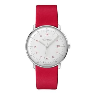 JUNGHANS Max Bill MEGA Solar Watch – 38mm Solar-Powered Connected Watch for Men, J101.85 Solar Movement, Stainless Steel Case, Vegan Apple-Fibre Strap (59/4325) – White Dial