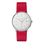 JUNGHANS Max Bill MEGA Solar Watch – 38mm Solar-Powered Connected Watch for Men, J101.85 Solar Movement, Stainless Steel Case, Vegan Apple-Fibre Strap (59/4325) – White Dial