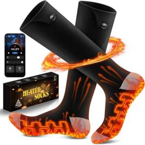 Heated Socks APP Control for Men Women, 6000mAh*2 Battery Heated Socks, Electric Feet Warmers Rechargeable Smart Foot Warmers Washable for Camping Fishing Cycling Skiing Skating Hiking Camping
