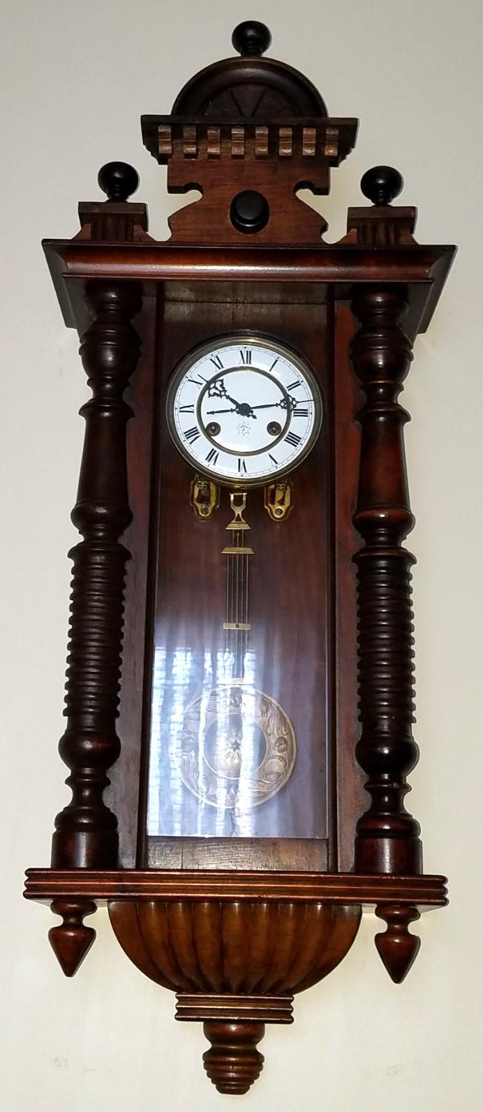 Antique Junghans German Vienna  Wall Clock 8-Day, Time/Strike, Key-wind