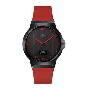 JUNGHANS Force Mega Solar Watch – 40.4mm Solar-Powered Radio-Controlled Quartz Watch for Men, Quartz Movement, Ceramic Case, Rubber Strap (18/1402.00) – Black Dial