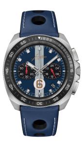 Junghans 1972 Chronoscope Sports Edition Blue Leather Quartz Watch 41/4577.00