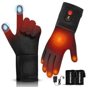 Hfshimlux Heated Gloves for Women-2200mAh 3 Levels Temperature Control 6 Hours Heating Thin Electric Heated Warm Gloves Suitable for Daily Warmth Keeping Cycling Chores in Winter (Black, XL)