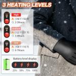 Hfshimlux Heated Gloves for Women-2200mAh 3 Levels Temperature Control 6 Hours Heating Thin Electric Heated Warm Gloves Suitable for Daily Warmth Keeping Cycling Chores in Winter (Black, XL)