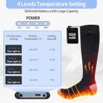 Heated Socks for Men Women - Rechargeable, Washable, Electric Heated Socks Up to 8 Hours with 4 Heating Levels for Hunting,Camping,Hiking,Skiing,Walking,Fishing,Cycling,Outdoor Work (Black&Light Grey)