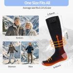 Heated Socks for Men Women - Rechargeable, Washable, Electric Heated Socks Up to 8 Hours with 4 Heating Levels for Hunting,Camping,Hiking,Skiing,Walking,Fishing,Cycling,Outdoor Work (Black&Light Grey)