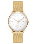 JUNGHANS Max Bill Damen Watch – 32.7mm Quartz Watch for Women, Quartz Movement, Gold PVD-Coated Stainless Steel Case, Milanese Bracelet (47/7452.46) – White Dial