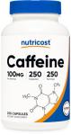 Nutricost Caffeine Pills - 250 Capsules, 100mg Each