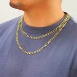 Nuragold Yellow Gold Cuban Curb Link Chain Necklace