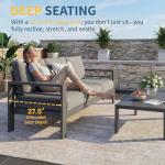 Solaste 5-Piece Modern Outdoor Patio Furniture Set, Grey