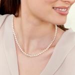14K Gold AAA Quality White Pearl Necklace for Women