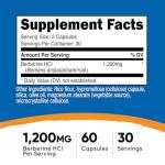 Berberine HCl 600mg, 60 Veg Caps - Gluten-Free