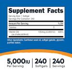Nutricost Vitamin D3 5,000 IU, 240 Softgels Non-GMO