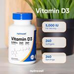 Nutricost Vitamin D3 5,000 IU, 240 Softgels Non-GMO