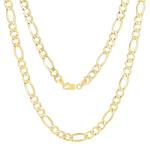 Nuragold 10k Figaro Chain Link Necklace Set