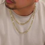 Nuragold 10k Figaro Chain Link Necklace Set