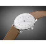 JUNGHANS Max Bill Handaufzug Hand-Winding Sapphire Crystal Beige Leather Watch 027/3701.02