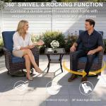 11pc Patio Furniture Set with Fire Pit & Swivel Chairs