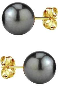 Tahitian Black Pearl Stud Earrings in 14k Gold