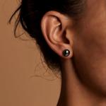Tahitian Black Pearl Stud Earrings in 14k Gold