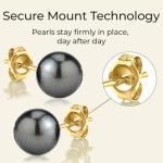 Tahitian Black Pearl Stud Earrings in 14k Gold