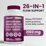 26-in-1 Nitric Oxide Supplement - Blood Pressure Supplements for Heart Health with Coq 10, Organic Beet Root Capsules, Olive Leaf Extract, Hawthorn Berry and Garlic Supplements with 2103mg Per Serving