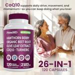 26-in-1 Nitric Oxide Supplement - Blood Pressure Supplements for Heart Health with Coq 10, Organic Beet Root Capsules, Olive Leaf Extract, Hawthorn Berry and Garlic Supplements with 2103mg Per Serving