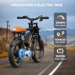 Fat Tire 20" Adult Electric Bike 1500W 48V 15.6Ah 33MPH Bicycle E-Mountain Bike