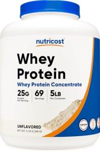 5lb Nutricost Whey Protein Powder, Unflavored Concentrate