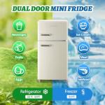 DESMALL Retro 2-Door Mini Fridge, 3.5 CU.FT