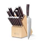 PAUDIN 14-Piece Kitchen Knife Set with Block