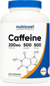 Nutricost 500 Caps Caffeine Pills, 200mg Serving