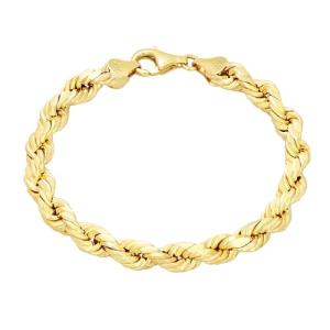 Nuragold 10k Yellow Gold Diamond Cut Rope Chain Bracelet