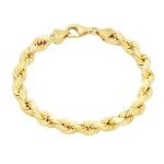Nuragold 10k Yellow Gold Diamond Cut Rope Chain Bracelet