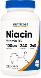Nutricost Niacin B3 100mg 240 Capsules - Flushing, Non-GMO