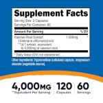 Nutricost Valerian Root Capsules - 120 Capsules, 1000mg
