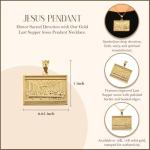 14K Yellow Gold Last Supper Rectangle Medal Necklace
