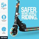 Jetson Scooters - Jupiter Kick Scooter (Black) - Collapsible Portable Kids Push Scooter - Lightweight Folding Design with High Visibility RGB Light Up LEDs on Stem, Wheels, and Deck