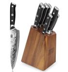 SHAN ZU 7-Piece Damascus Chef Knife Set