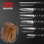 SHAN ZU 7-Piece Damascus Chef Knife Set