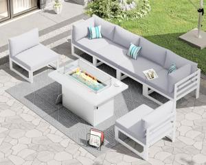 Modern Luxury 7 Piece Aluminum Patio Furniture Set