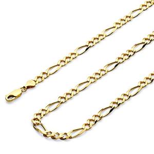 14k REAL Yellow Gold Men's Figaro Chain Necklace