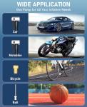 JUSUOX Tire Inflator Portable Air Compressor, 150PSI Cordless Air Pump for Car Tires, Battery & 12V DC Dual Power Electric Bike Tire Pump with Digital Pressure Gauge, LED Light, for Motorcycle, Ball