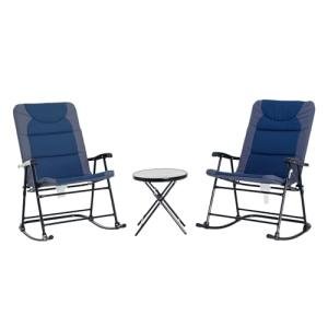 Outsunny 3 Piece Patio Furniture Set, Folding Rocking Chairs