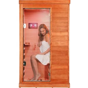 OUTEXER Far Infrared Sauna Home Sauna Spa Room Low-EMF Canadian Hemlock Wood 800W Indoor Saunas with Control Panel and Tempered Glass Door, Room:35.2 * 27.6 * 61.6Inch