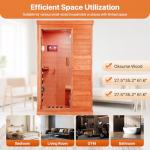 OUTEXER Far Infrared Sauna Home Sauna Spa Room Low-EMF Canadian Hemlock Wood 800W Indoor Saunas with Control Panel and Tempered Glass Door, Room:35.2 * 27.6 * 61.6Inch