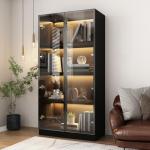 FAMAPY Glass Door Display Cabinet with Lights