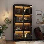 FAMAPY Glass Door Display Cabinet with Lights