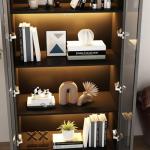 FAMAPY Glass Door Display Cabinet with Lights