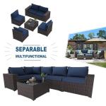 Kullavik 6PCS Outdoor Patio Sectional Sofa Set, Navy Blue